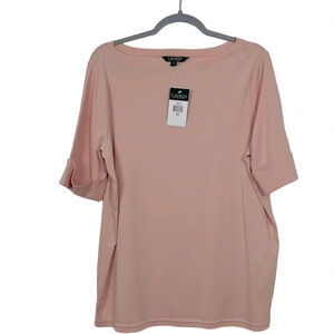 Lauren Ralph Lauren NEW Women’s 2X Pale‎ Pink Stretchy Cotton Blend Top